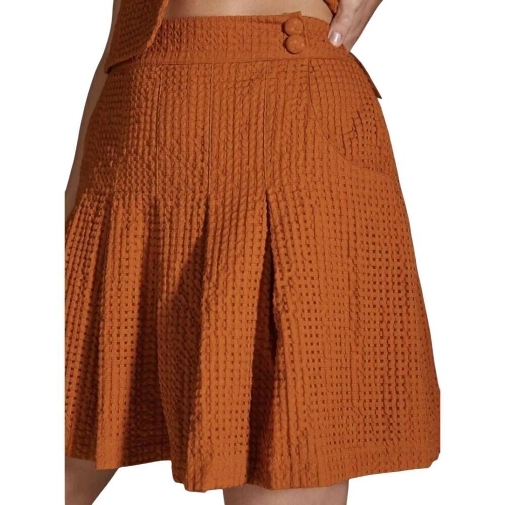 Anthropologie Maeve Mini Skirt in Maize Cotton/Nylon w Left Side Zi